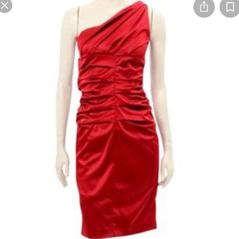 Size Chin Ruby Red One Shoulder Dress Sz 6